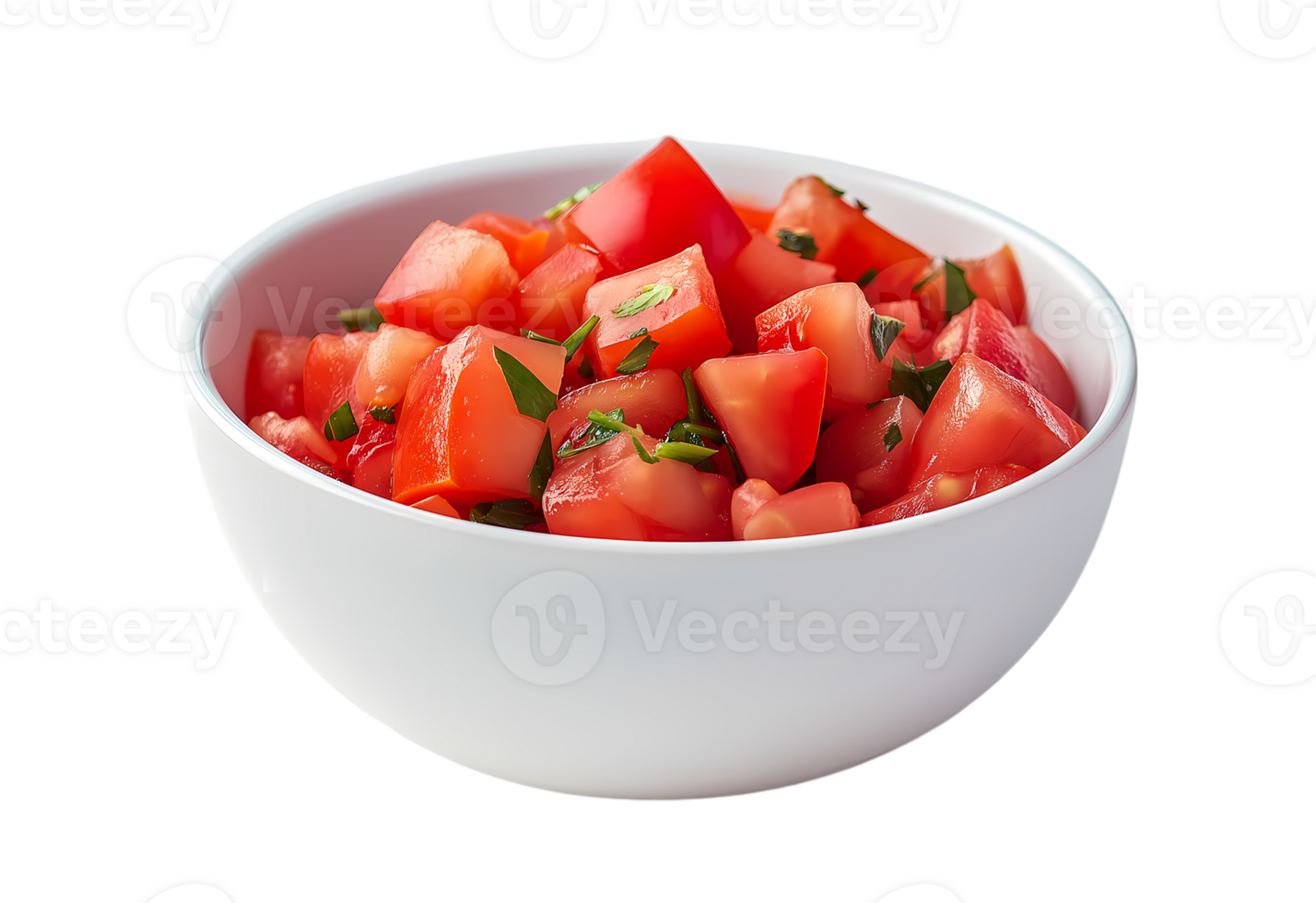 Fresh tomatoes in white bowl isolated on transparent background png
