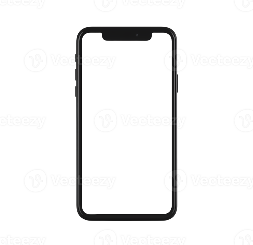 Empty mobile phone mockup template isolated on transparent background png