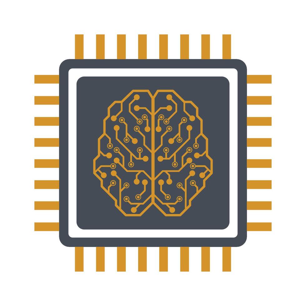 Artificial intelligence chip concept represented by processor brain icon. Isolated and flat illustration vector