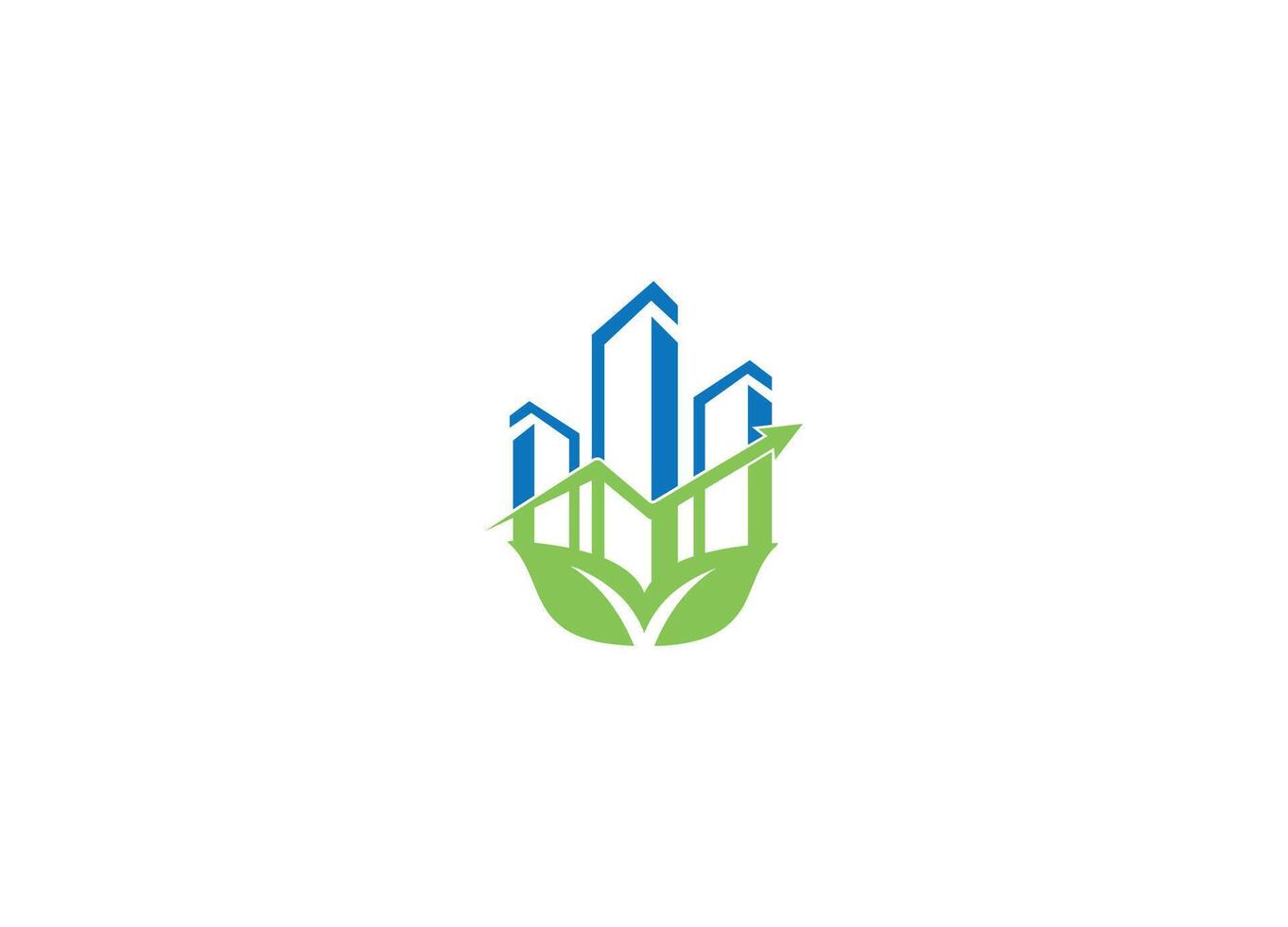 Real estate logo design with leaf icon template and white background vector