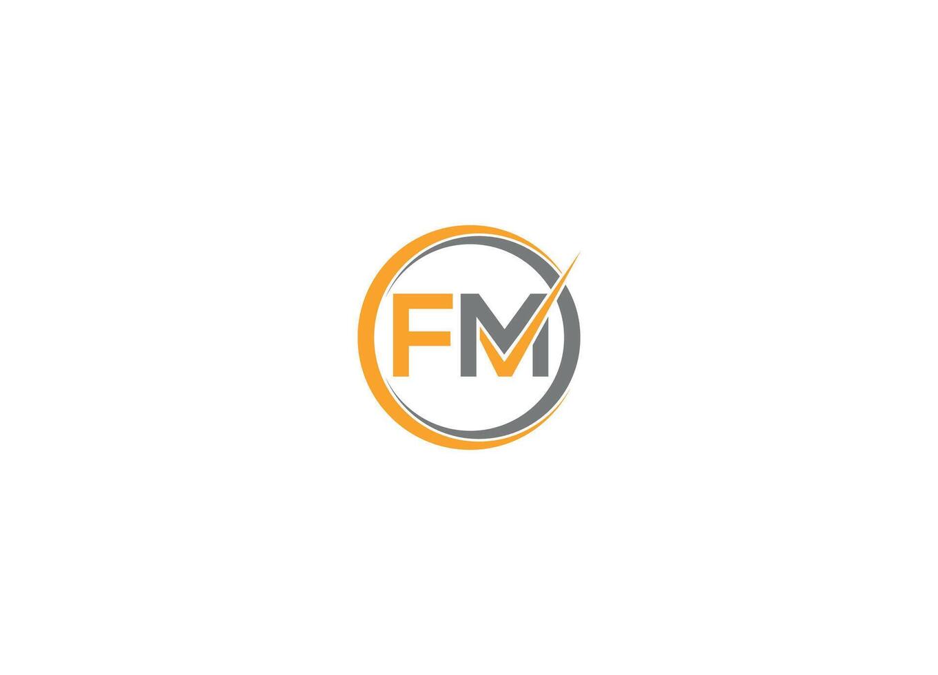 FM logo design with icon template and white background vector
