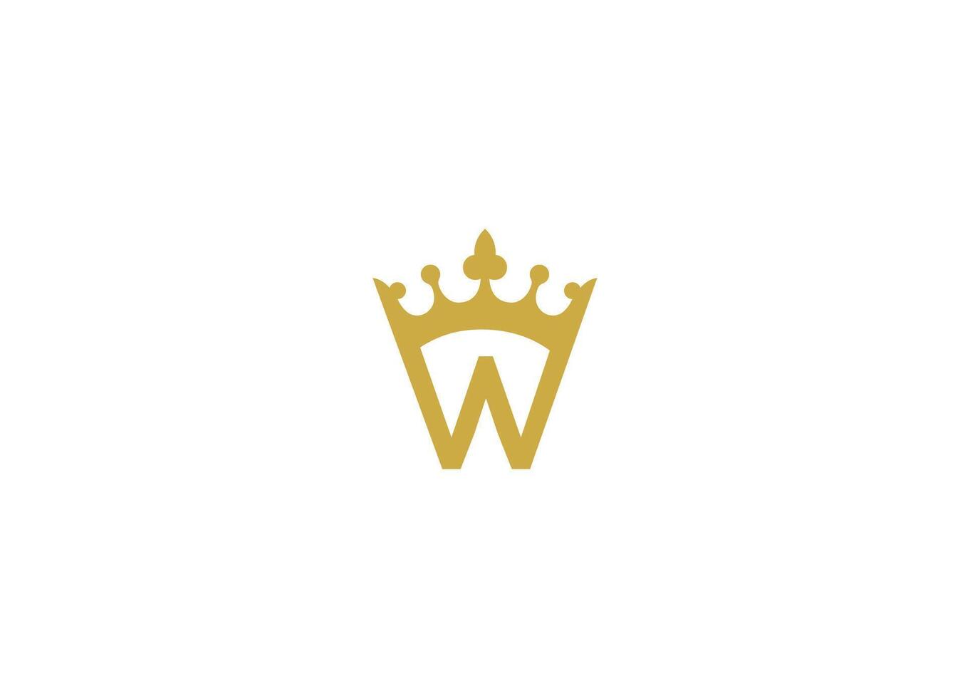 W crown logo design with icon template and white background vector