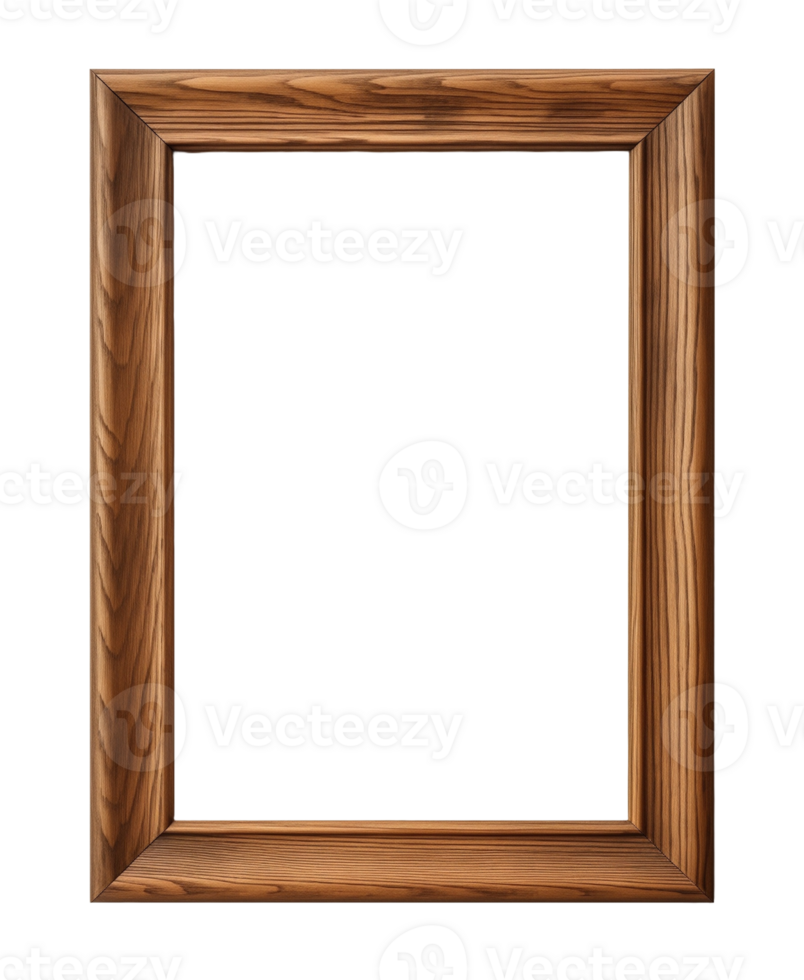 Empty wooden picture frame isolated on transparent background png