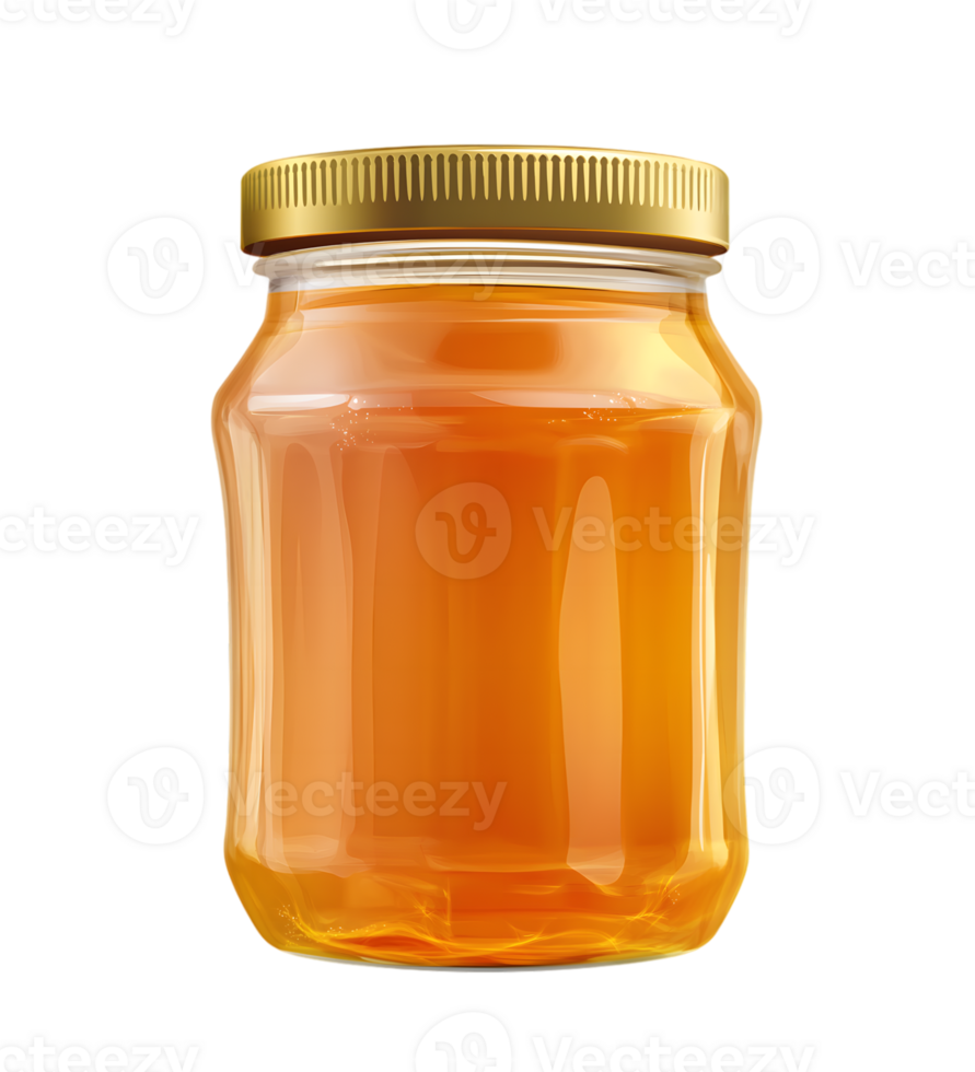 Vibrant Orange Marmalade in a Glass Jar with Elegant Gold Lid isolated on transparent background png