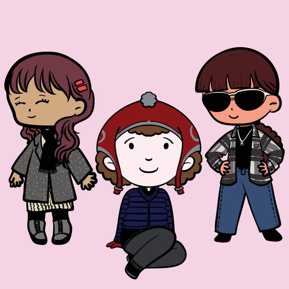 winter clothes worn by women vector