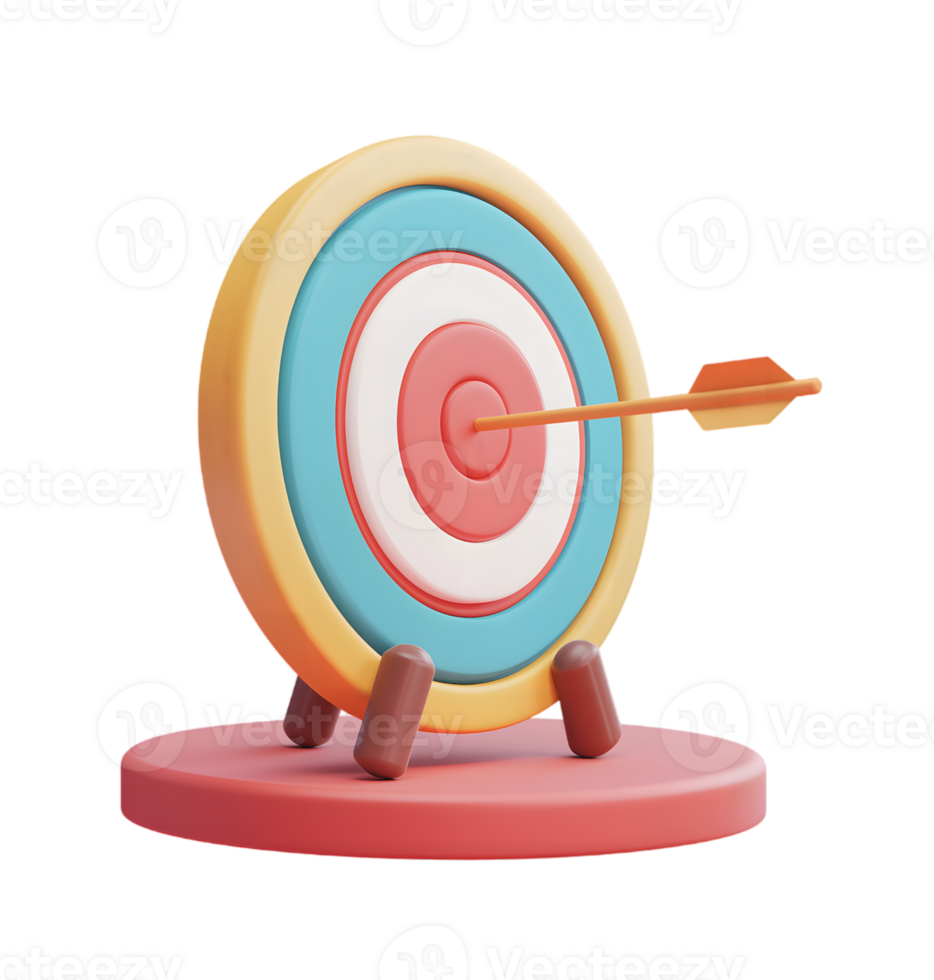 3d business target goal icon isolated on transparent background png