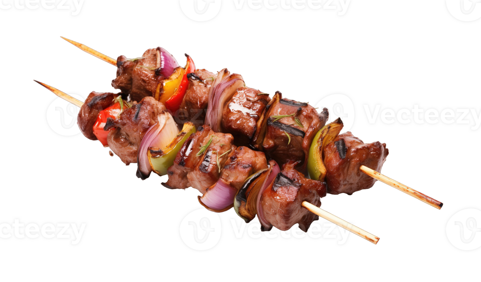 Beef Shish kebab, grilled meat skewers isolated on transparent background png