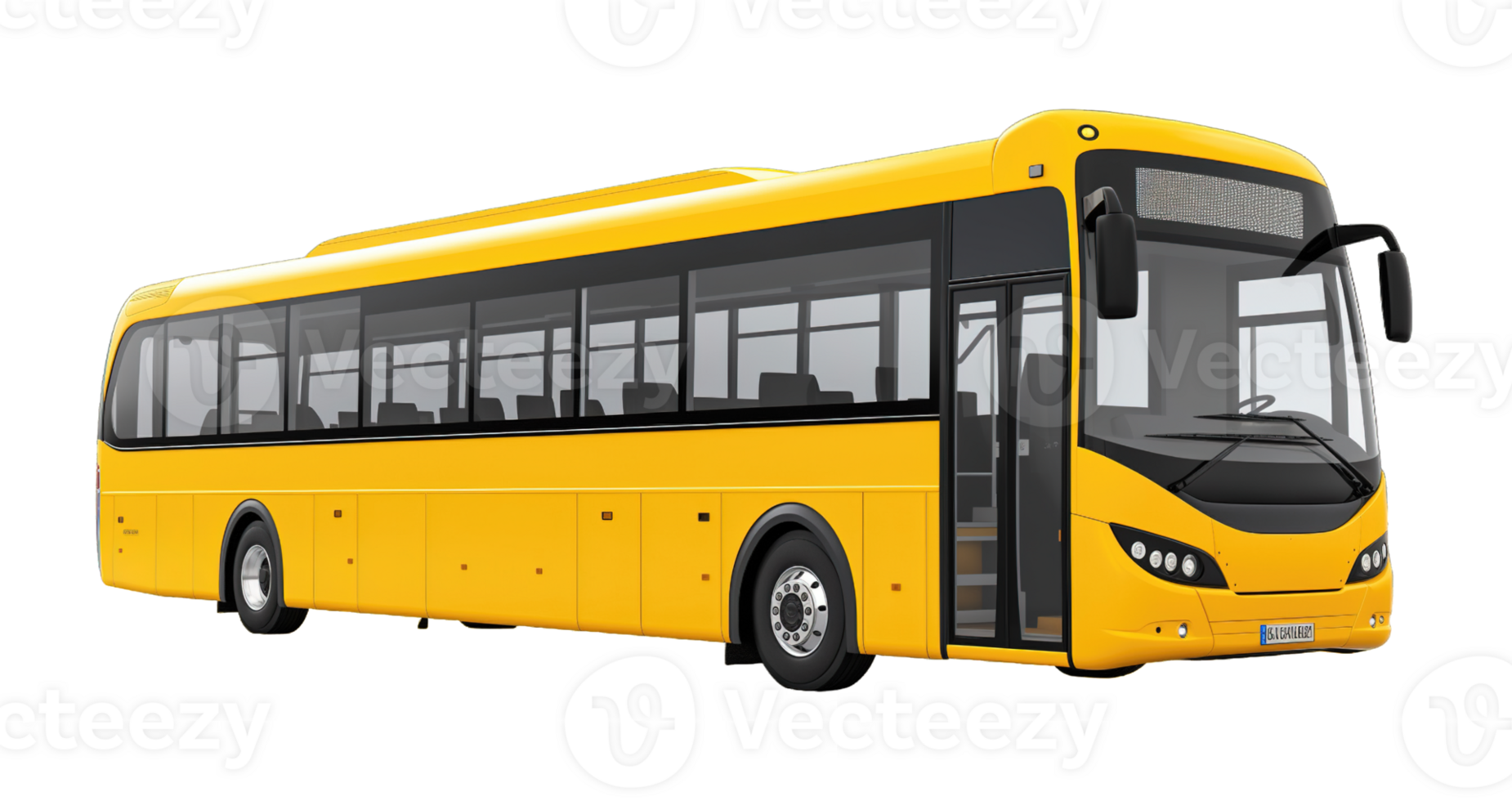Modern Yellow Travel Passenger bus isolated on transparent background png