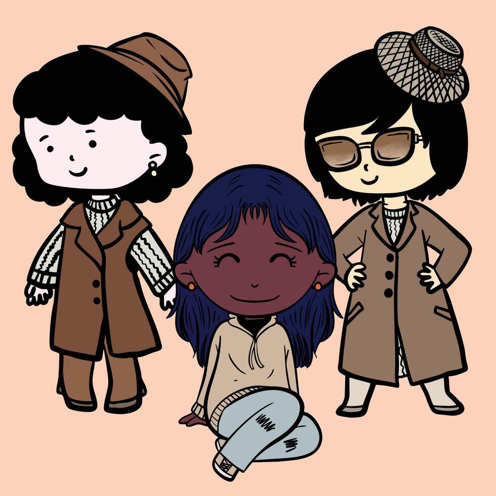 outfits for snow clothes worn by women vector