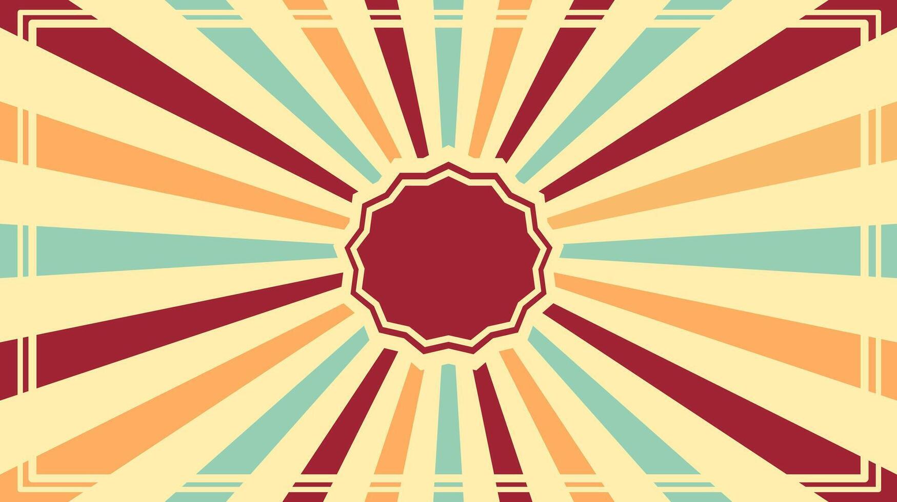 vintage sunburst background with heavy retro colors vector
