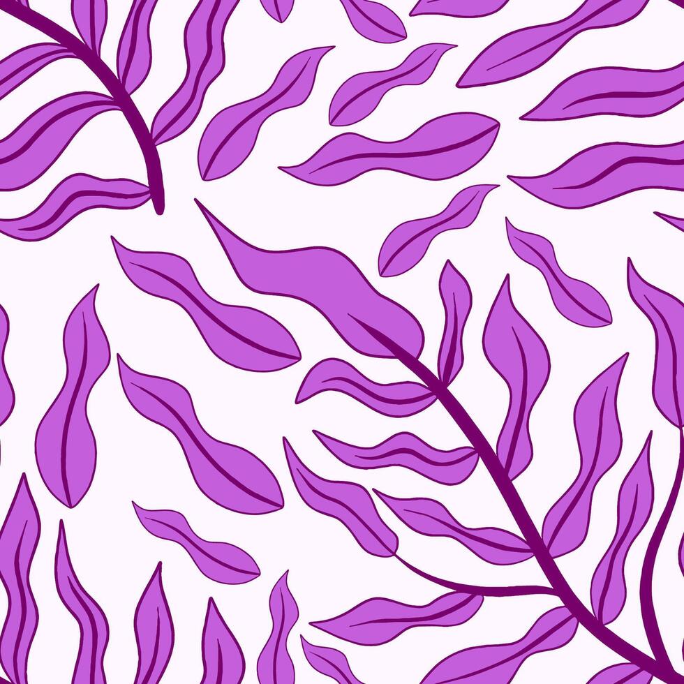 A seamless pattern featuring elegant purple leaves, beautifully arranged with a soft, natural flow, perfect for fabric or wallpaper design. vector