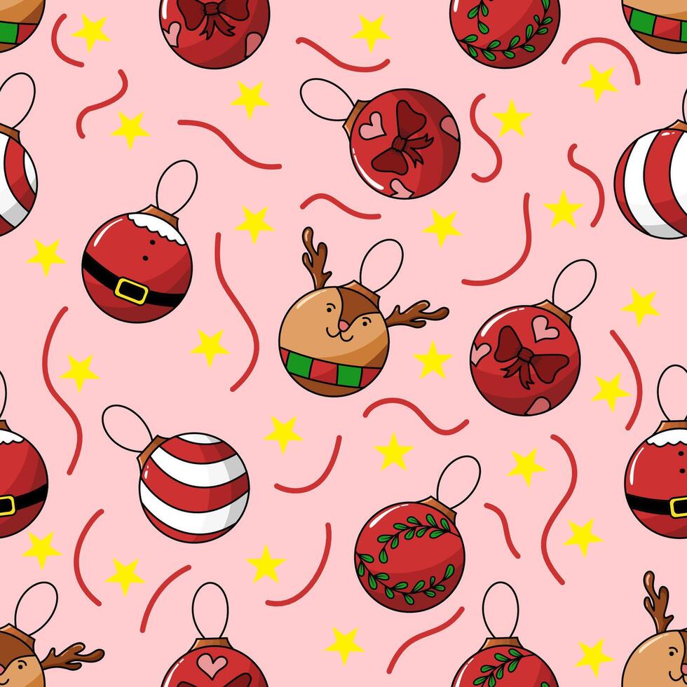 seamless pattern christmas theme with christmas ball accessories illustration vector