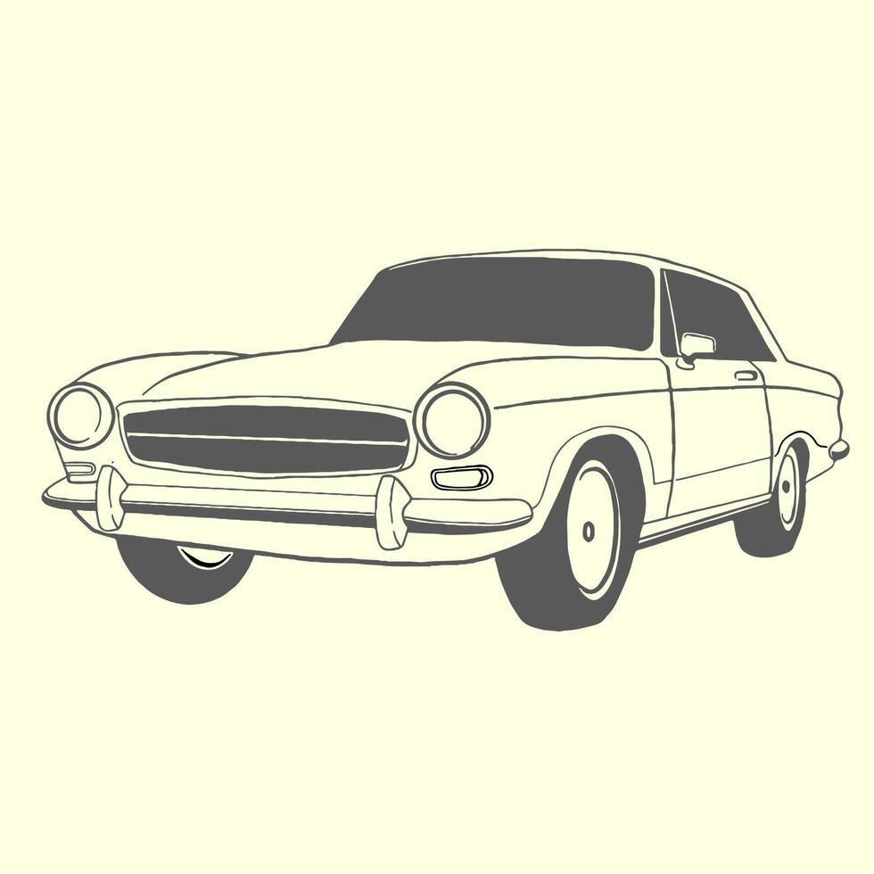 classic and old car illustration in outline style vector