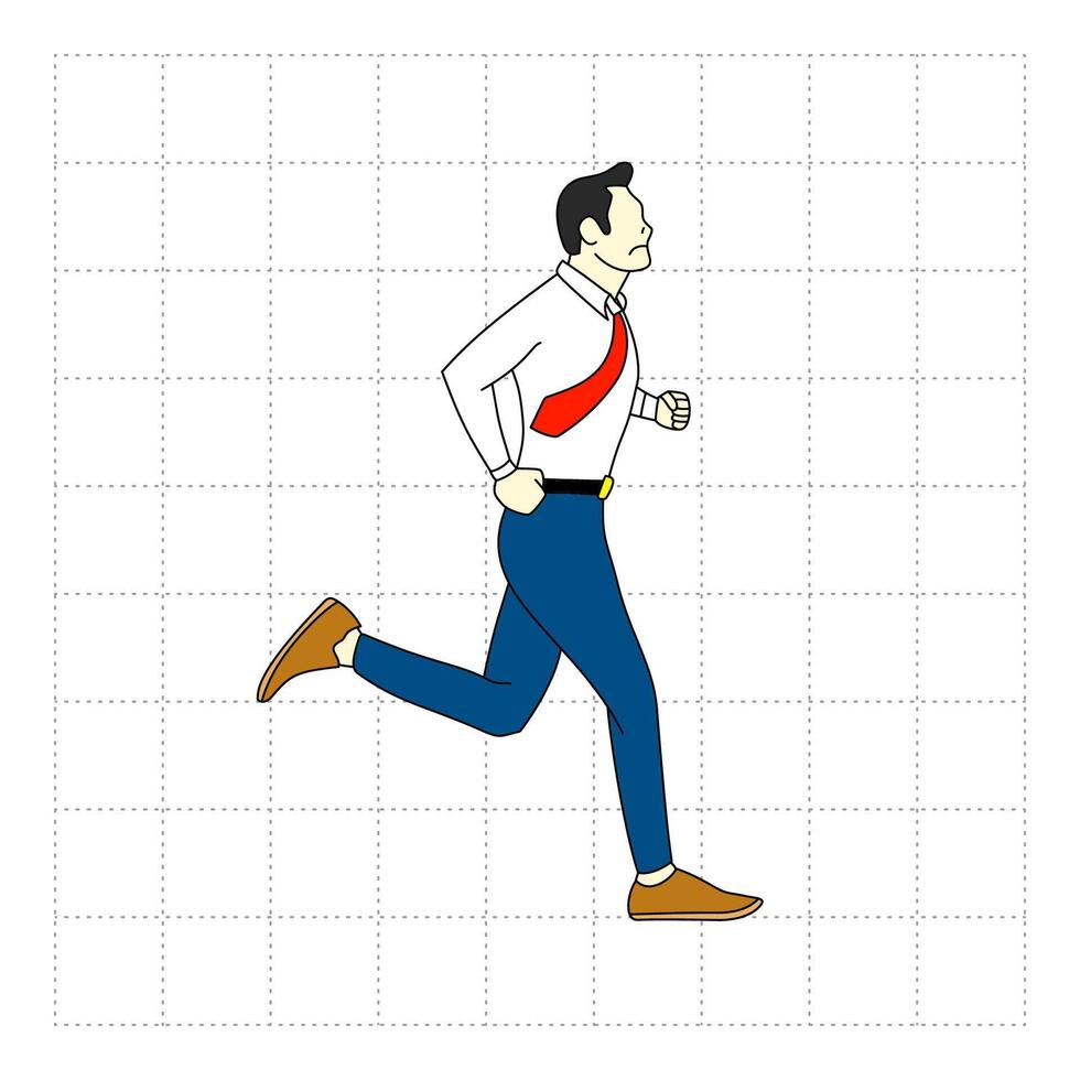 illustration of a man in work clothes running on a white background vector