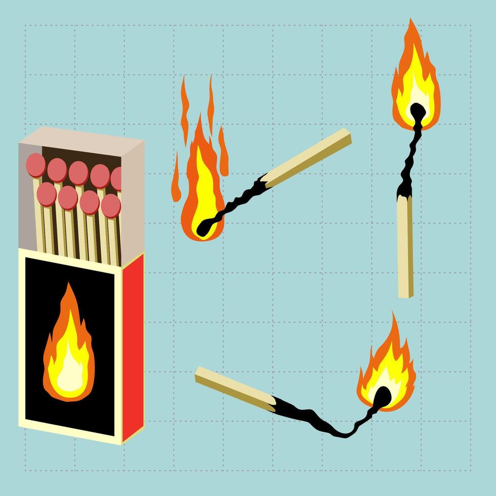 illustration of wooden matches isolated on blue vector