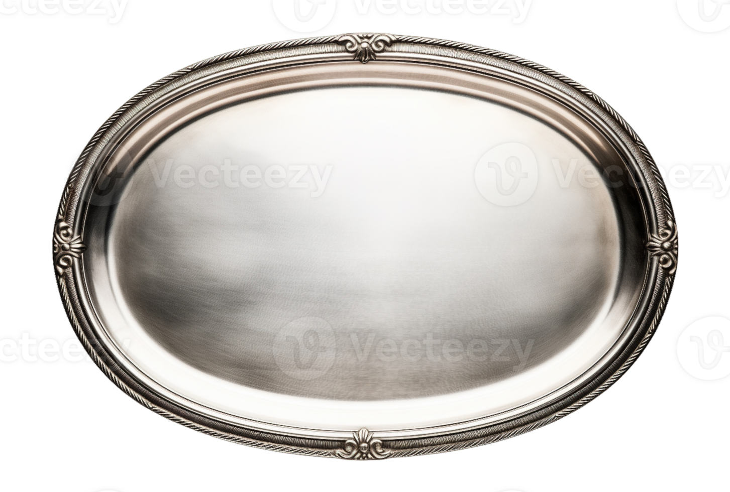 Empty Silver tray isolated on transparent background png