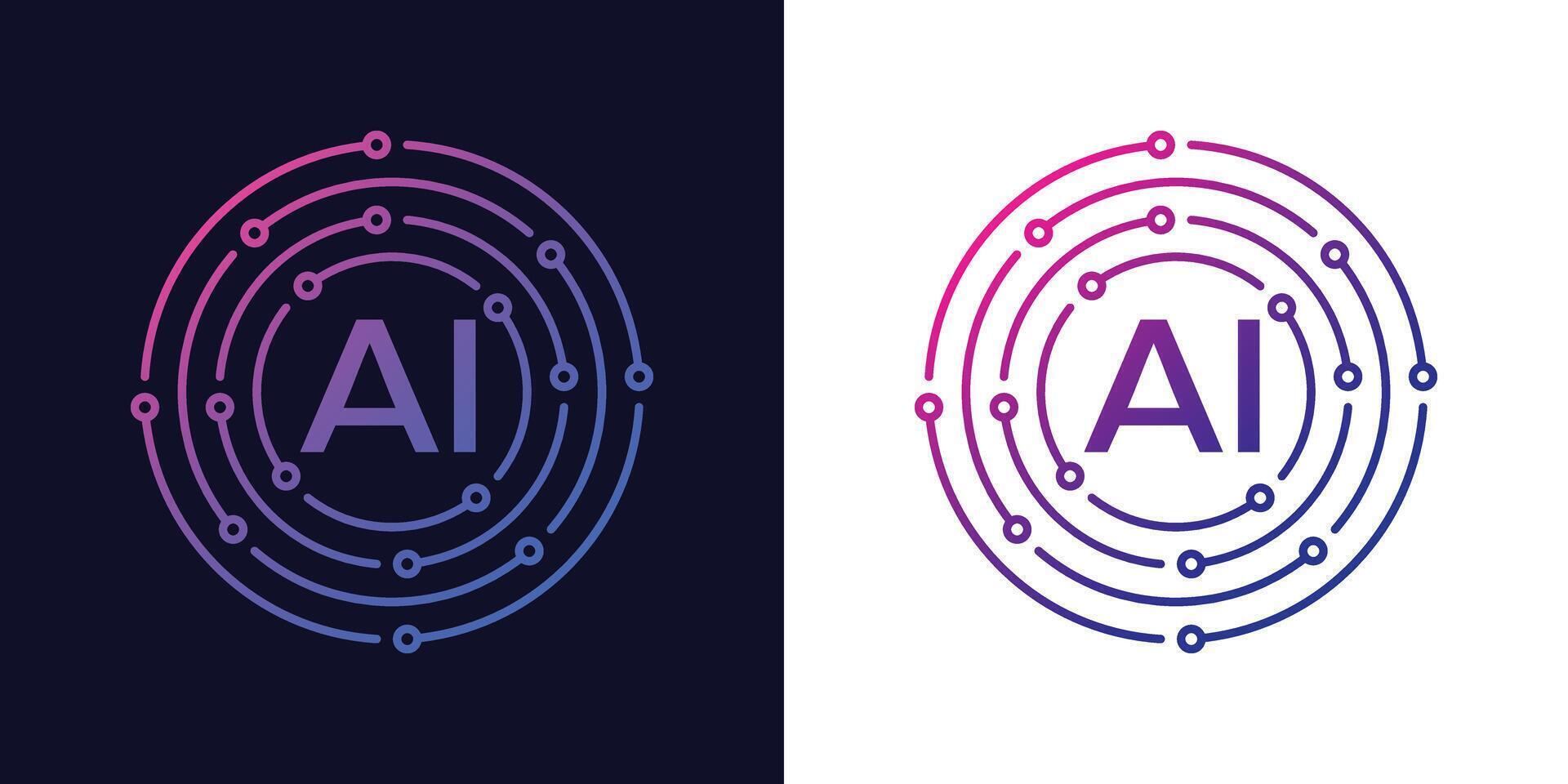 AI Technology Circuit Design. Artificial Intelligence Symbol, Futuristic Gradient Digital Icon Logo, Tech Design. vector