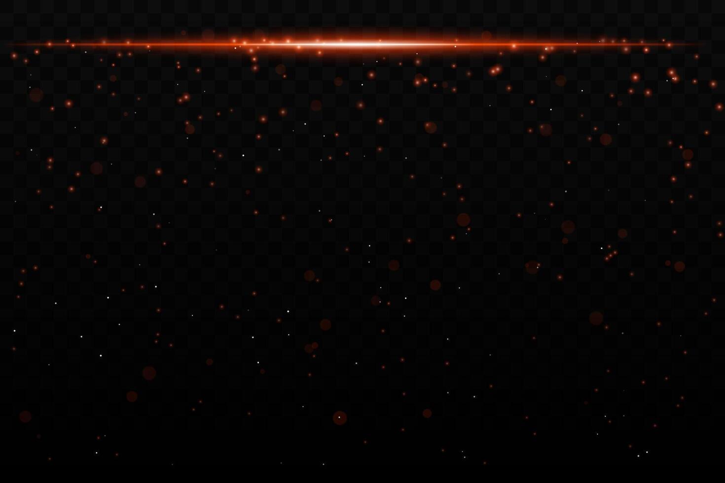 Orange sparkling light effect with subtle glowing particles on a dark background, ideal for sci-fi, cosmic, or night sky themes. The horizontal beam adds a dynamic futuristic feel. vector