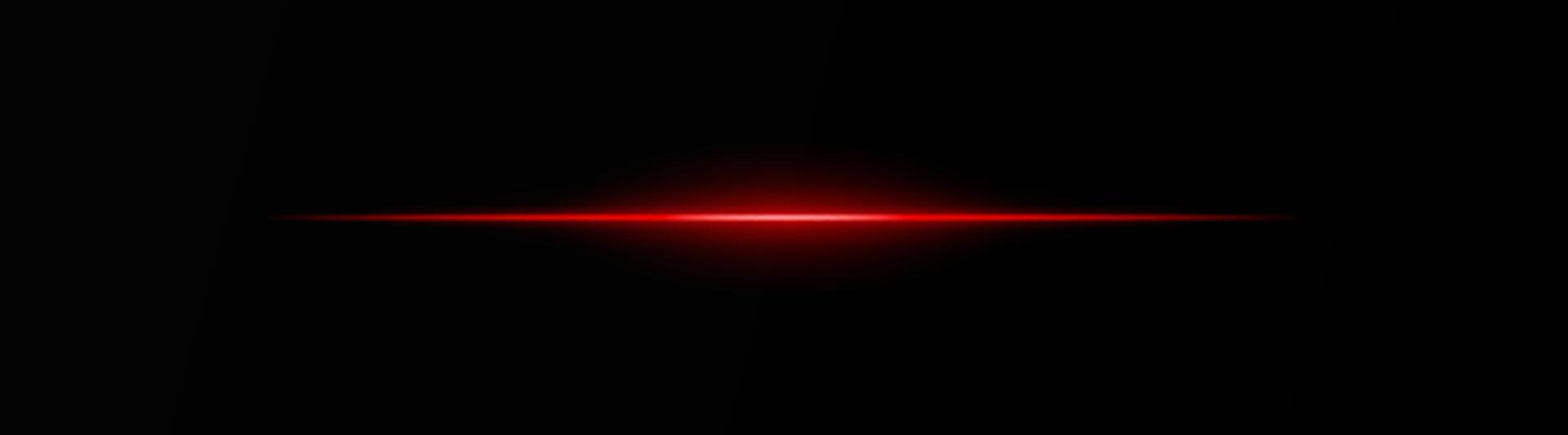 Intense red horizontal light beam on a black background, Neon rays, Flash of glare and explosion, laser beam. ideal for sci-fi, digital effects, or cinematic designs. Energy dynamic wallpaper vector