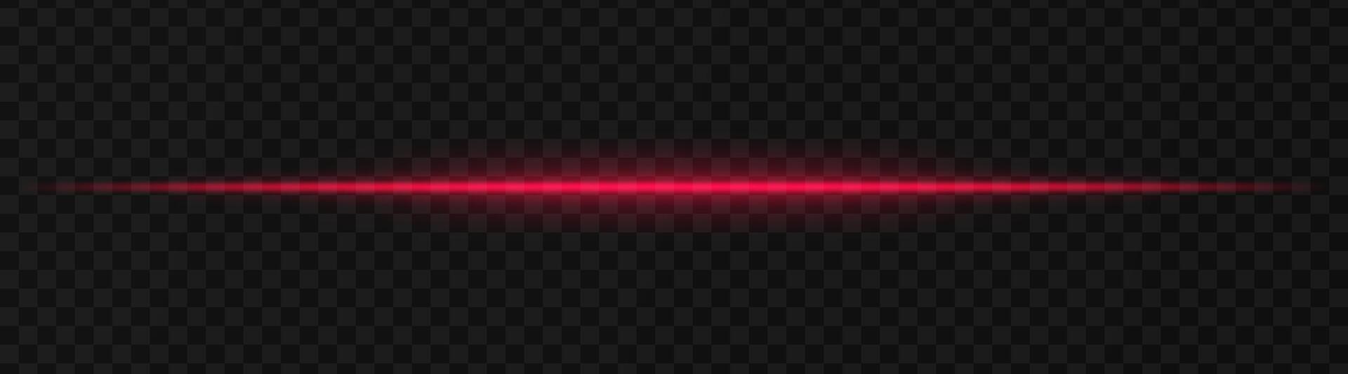 Intense red horizontal light beam effect on a transparent background, ideal for sci-fi themes, digital design elements, or futuristic visual effects. vector