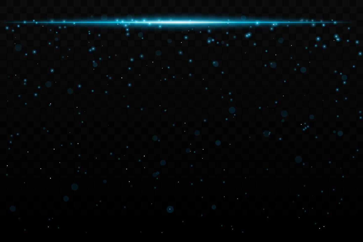 Blue sparkling light effect with subtle glowing particles on a dark background, ideal for sci-fi, cosmic, or night sky themes. The horizontal beam adds a dynamic futuristic feel. vector