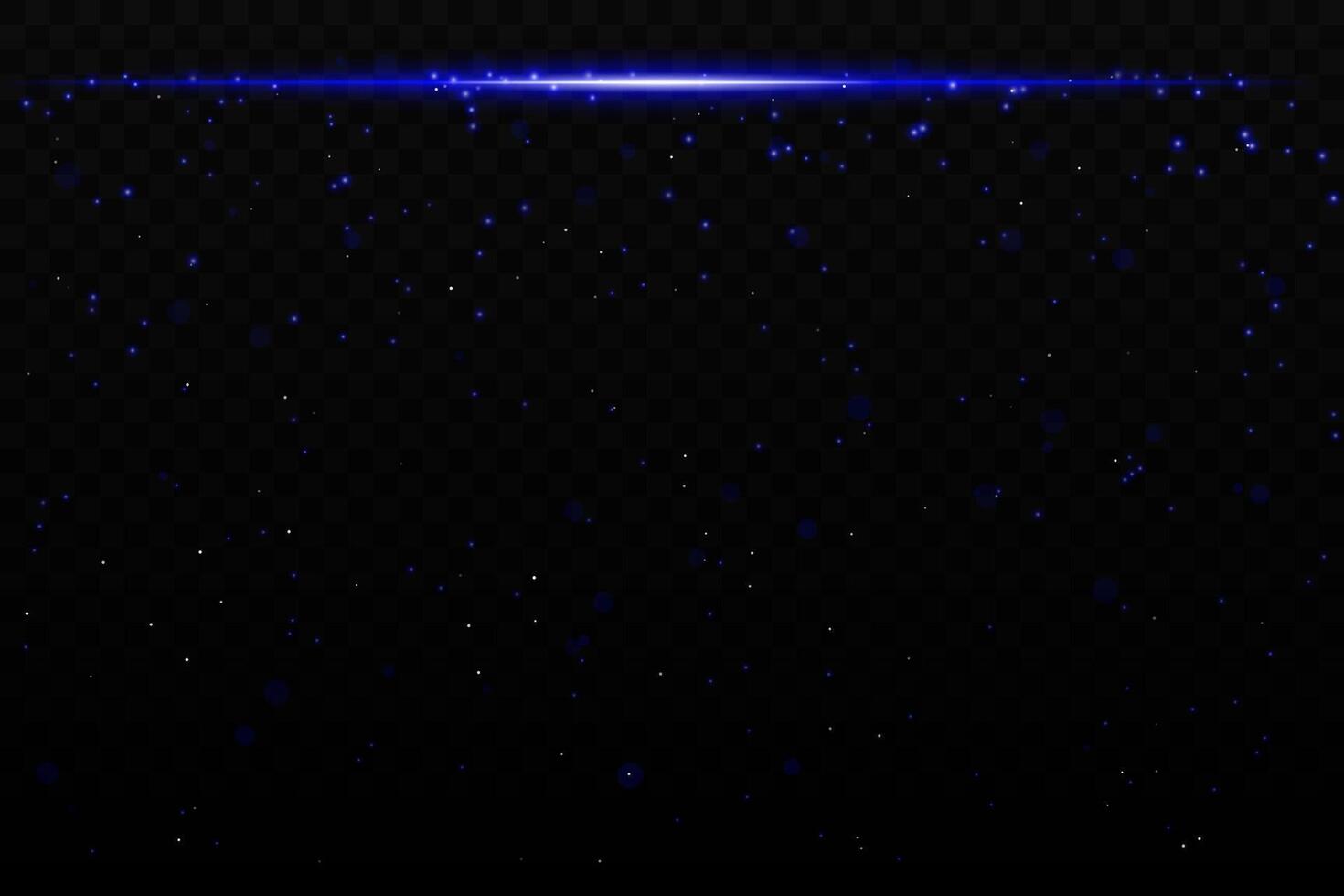 Blue sparkling light effect with subtle glowing particles on a dark background, ideal for sci-fi, cosmic, or night sky themes. The horizontal beam adds a dynamic futuristic feel. vector
