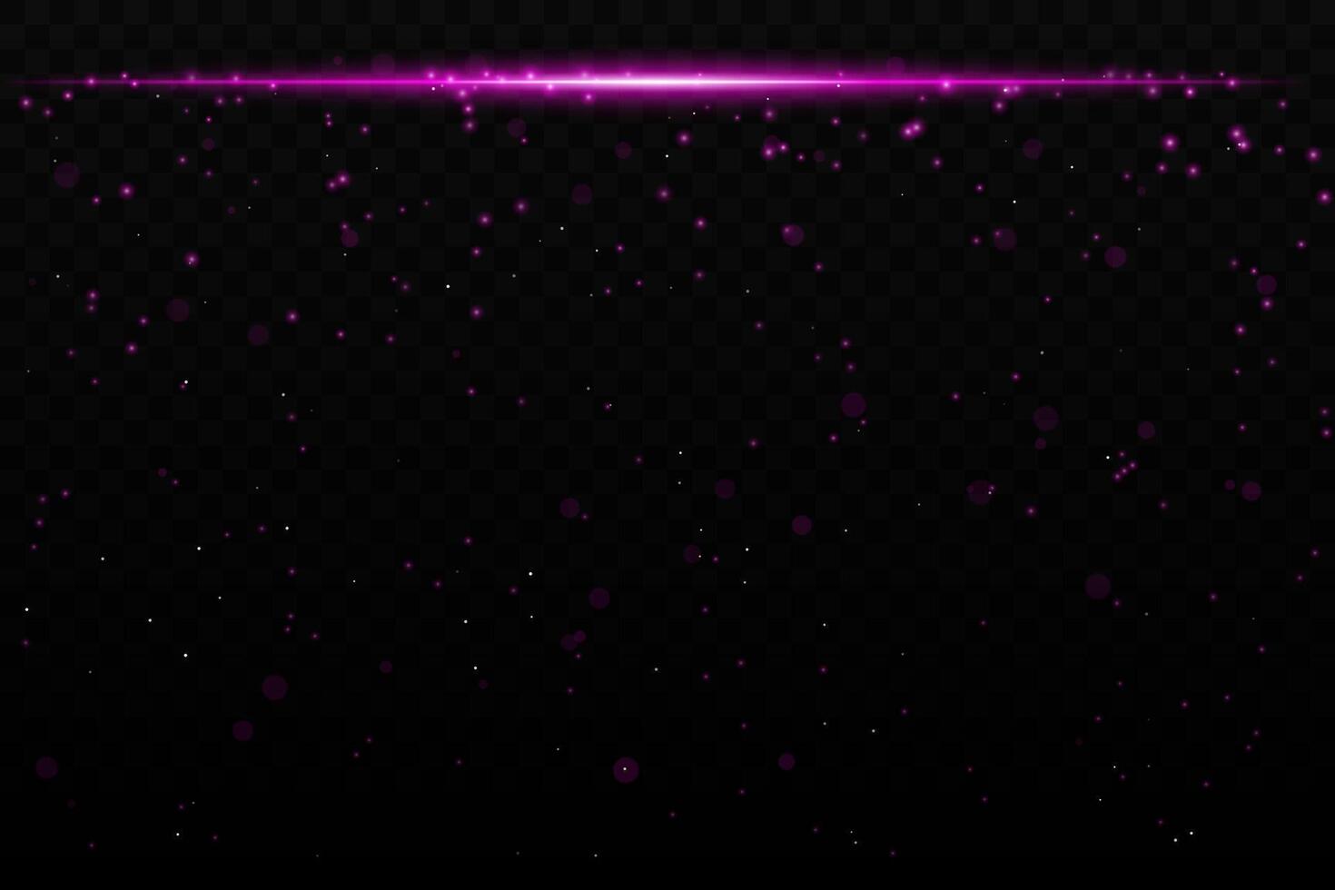 Purple sparkling light effect with subtle glowing particles on a dark background, ideal for sci-fi, cosmic, or night sky themes. The horizontal beam adds a dynamic futuristic feel. vector