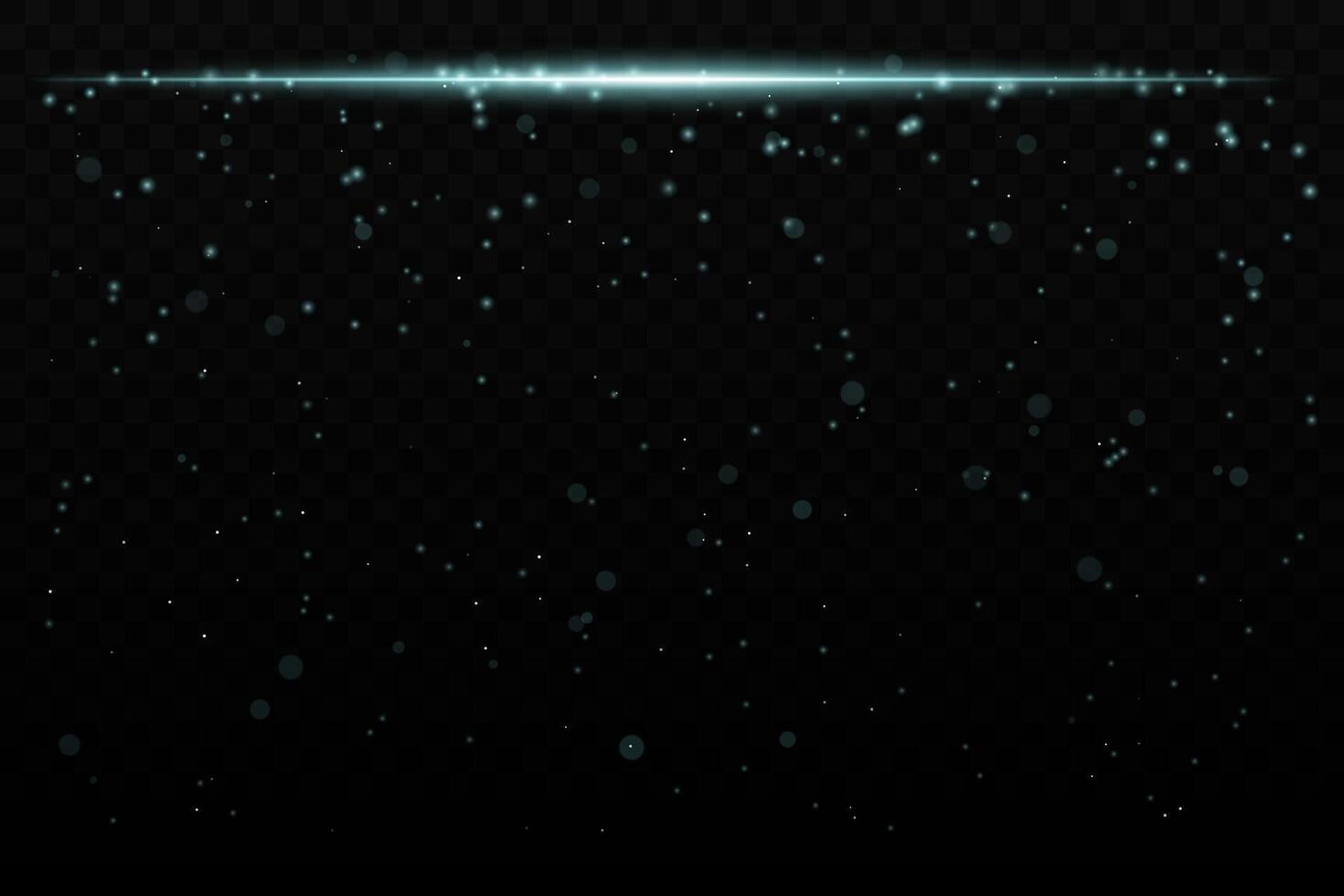 Blue sparkling light effect with subtle glowing particles on a dark background, ideal for sci-fi, cosmic, or night sky themes. The horizontal beam adds a dynamic futuristic feel. vector