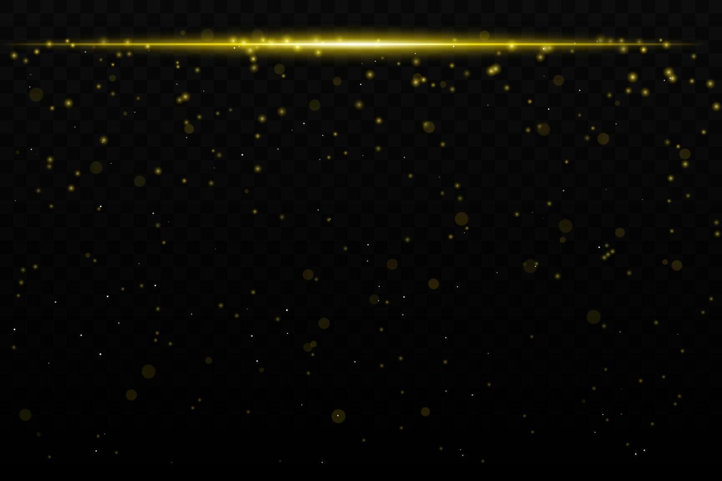 Yellow sparkling light effect with subtle glowing particles on a dark background, ideal for sci-fi, cosmic, or night sky themes. The horizontal beam adds a dynamic futuristic feel. vector