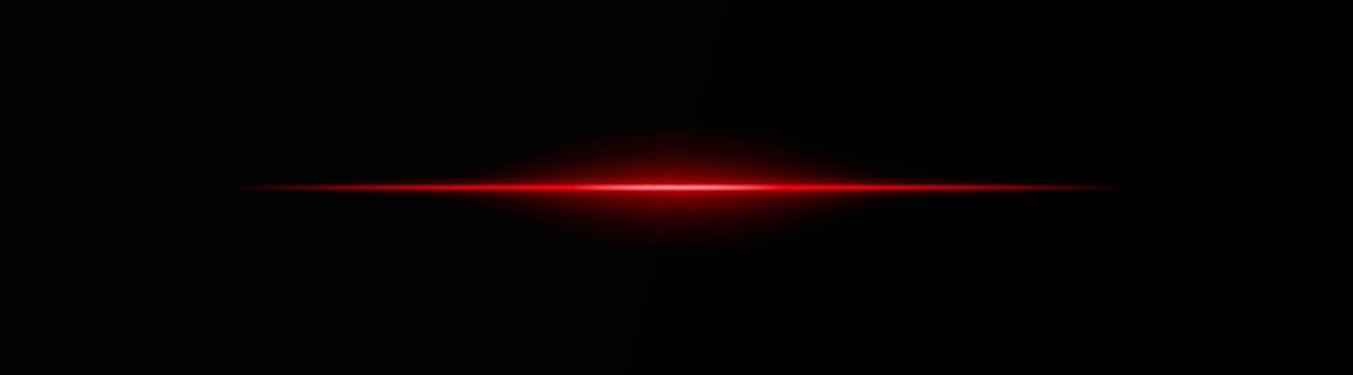 Intense red horizontal light beam on a black background, Neon rays, Flash of glare and explosion, laser beam. ideal for sci-fi, digital effects, or cinematic designs. Energy dynamic wallpaper vector
