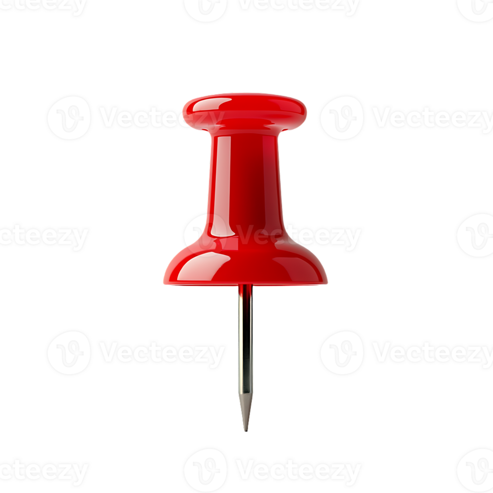 A vibrant red push pin, beautifully cut out and isolated for versatile applications in design. png