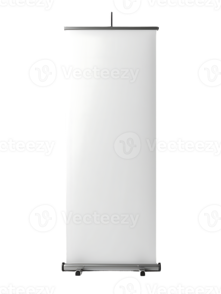 Isolated roll-up banner stand on a transparent background, great for enhancing visuals related to branding and events. png