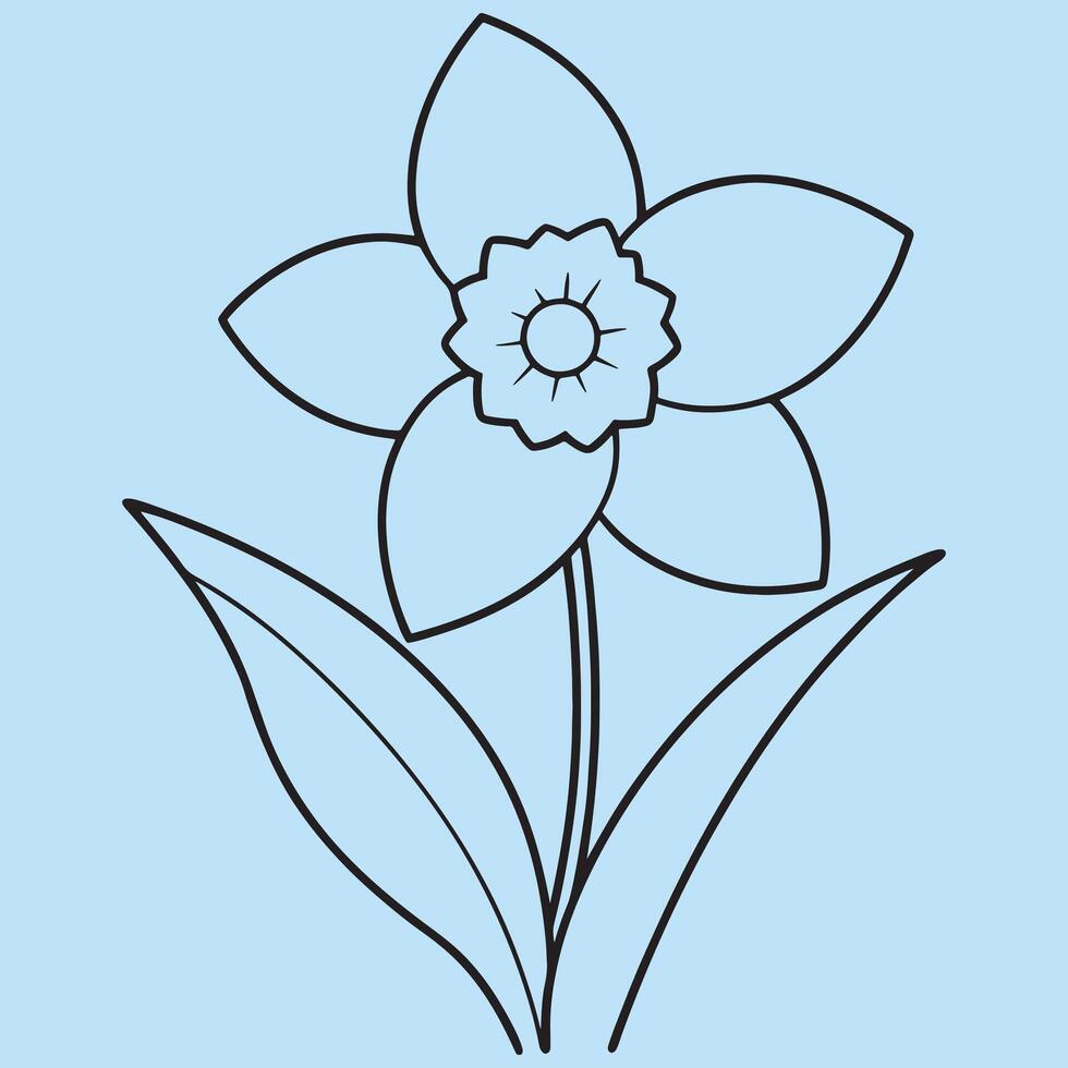 Daffodil Flower line art illustrations, ideal for coloring, crafts, and educational materials. Simple fruit outlines for coloring and drawing practice. Great for kids and adults work or project. vector