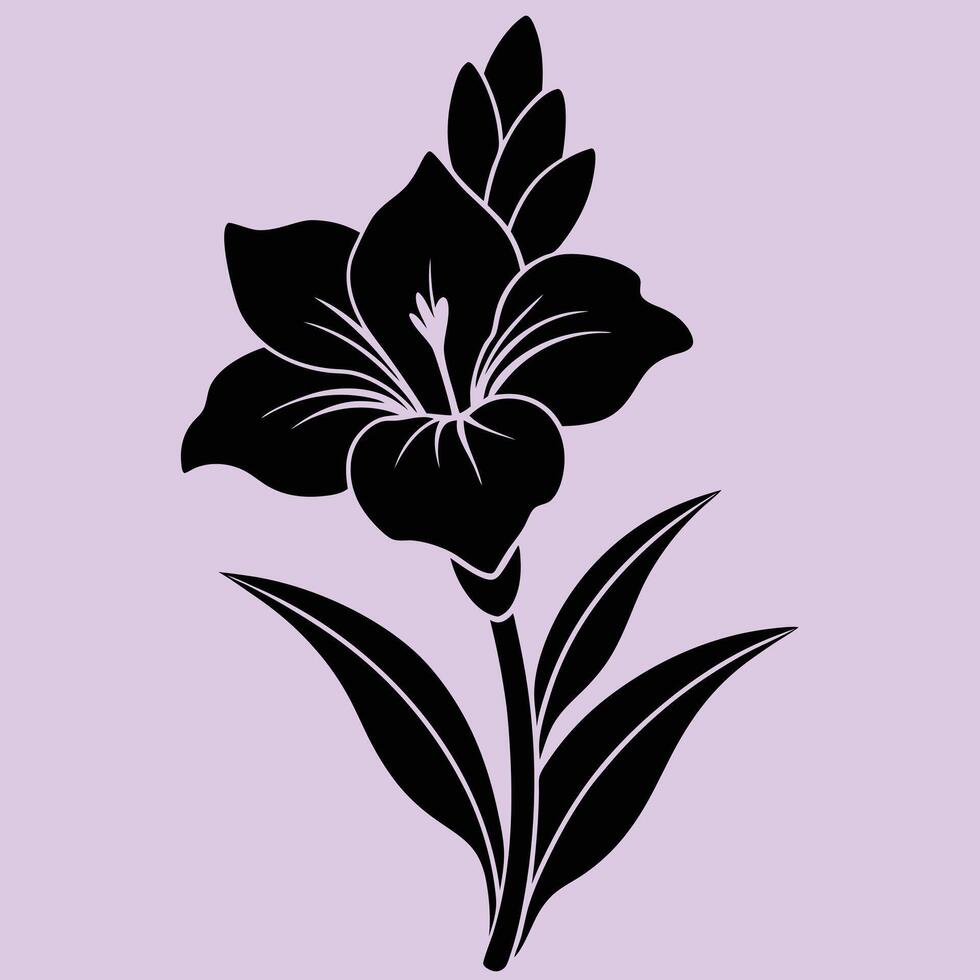 Gladiolus Flower silhouette illustrations, ideal for coloring, crafts, and educational materials. Simple fruit outlines for coloring and drawing practice. Great for kids and adults work or project. vector