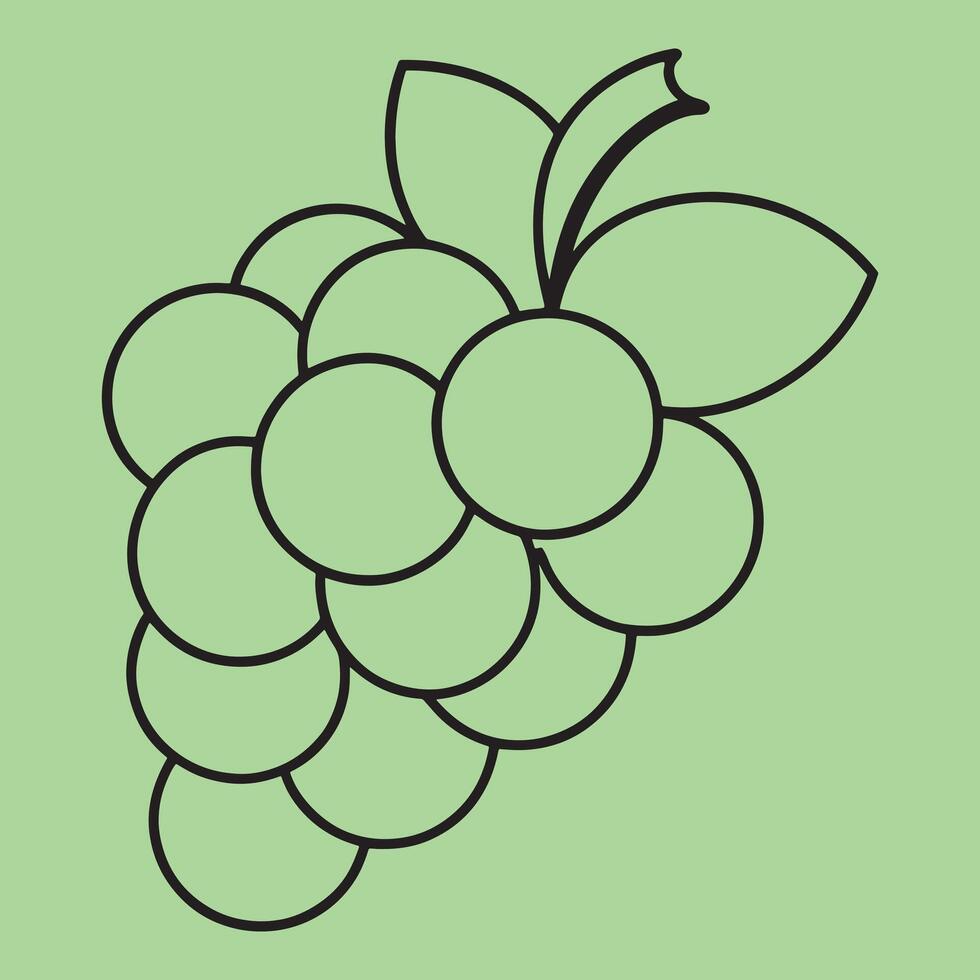 Grape line art illustrations, ideal for coloring, crafts, and educational materials. Simple fruit outlines for coloring and drawing practice. Great for kids and adults work or project. vector
