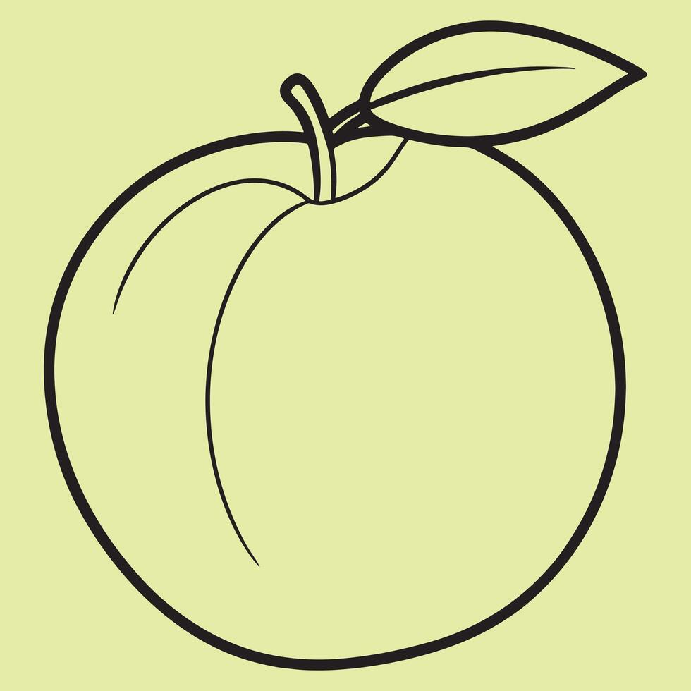 Apricot line art illustrations, ideal for coloring, crafts, and educational materials. Simple fruit outlines for coloring and drawing practice. Great for kids and adults work or project. vector