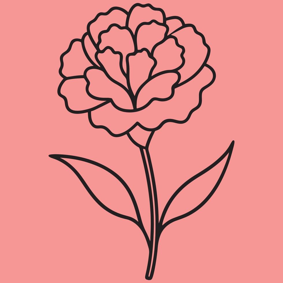 Carnation Flower line art illustrations, ideal for coloring, crafts, and educational materials. Simple fruit outlines for coloring and drawing practice. Great for kids and adults work or project. vector
