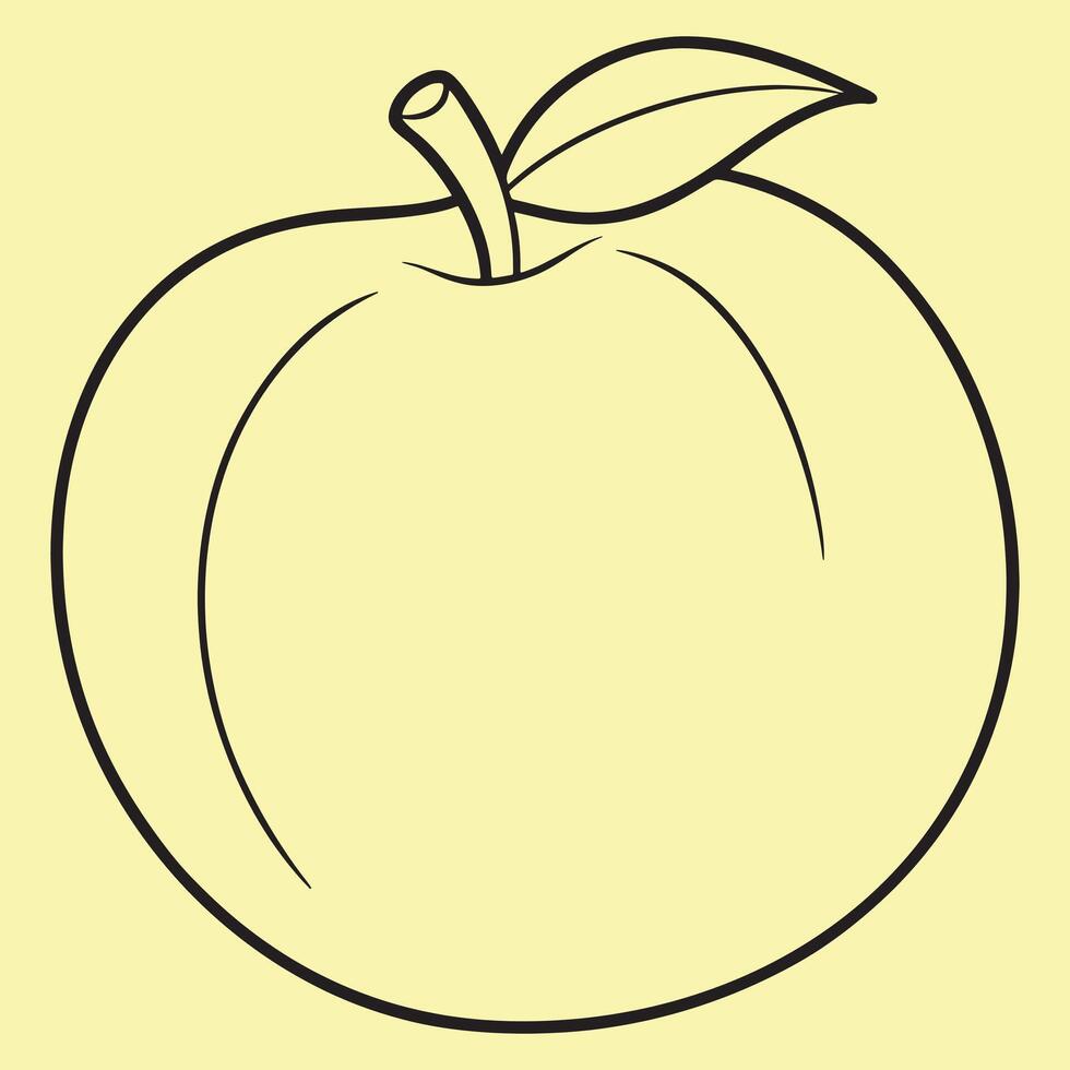 Peach line art illustrations, ideal for coloring, crafts, and educational materials. Simple fruit outlines for coloring and drawing practice. Great for kids and adults work or project. vector