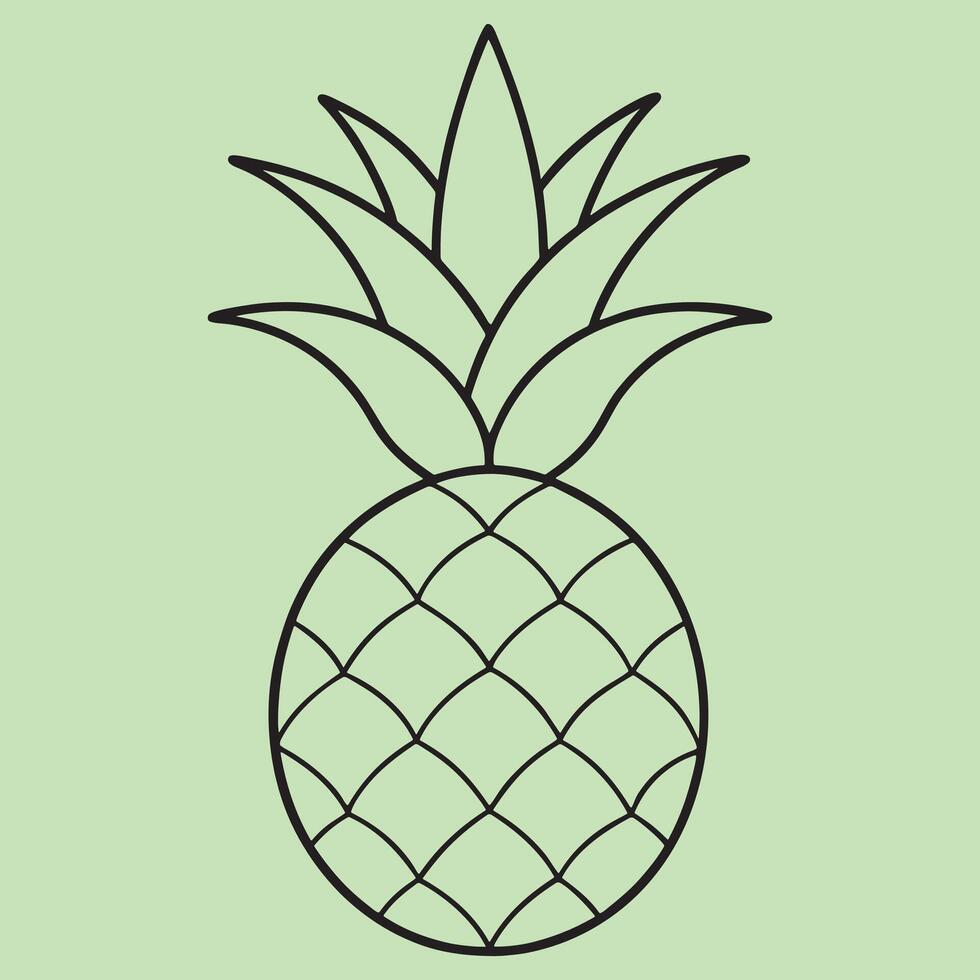 Pineapple line art illustrations, ideal for coloring, crafts, and educational materials. Simple fruit outlines for coloring and drawing practice. Great for kids and adults work or project. vector