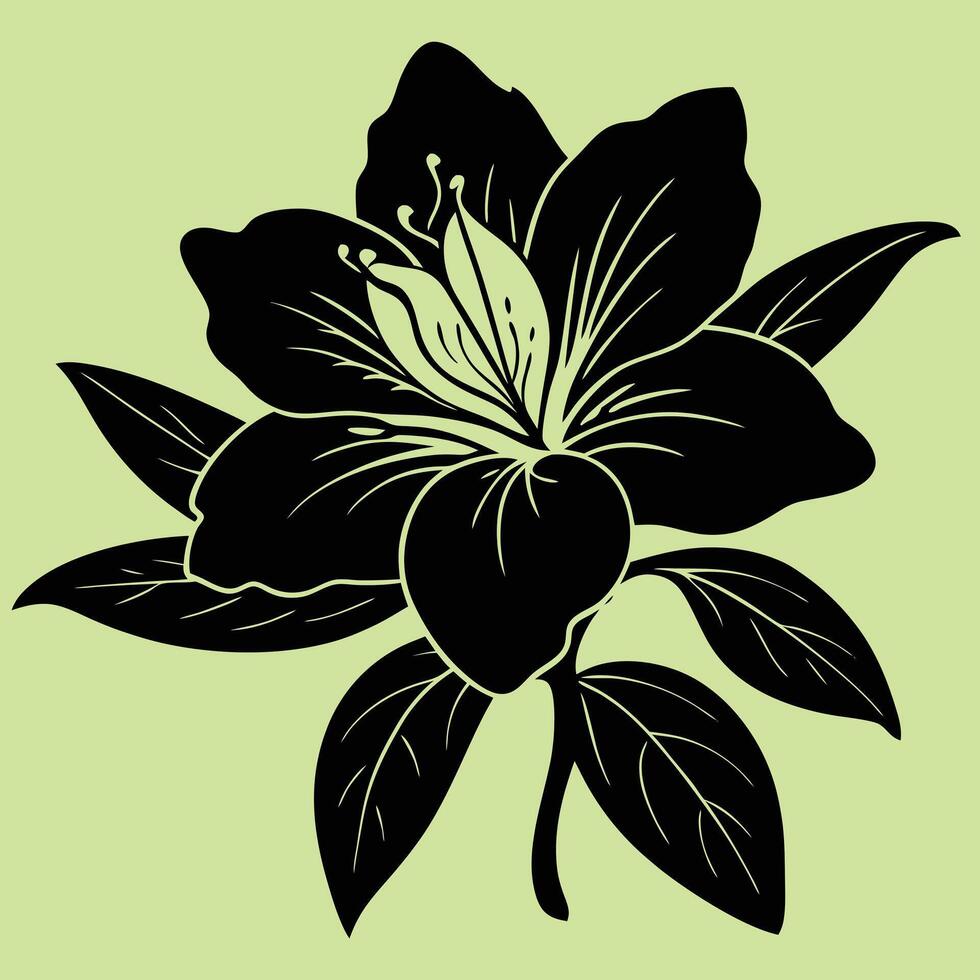 Azalea Flower silhouette illustrations, ideal for coloring, crafts, and educational materials. Simple fruit outlines for coloring and drawing practice. Great for kids and adults work or project. vector