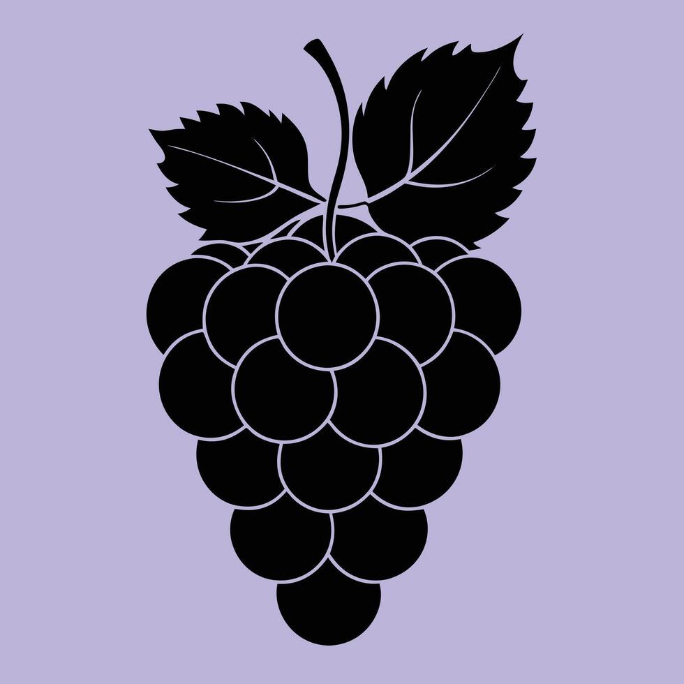 Grape fruit silhouette illustrations, ideal for coloring, crafts, and educational materials. Simple fruit outlines for coloring and drawing practice. Great for kids and adults work or project. vector