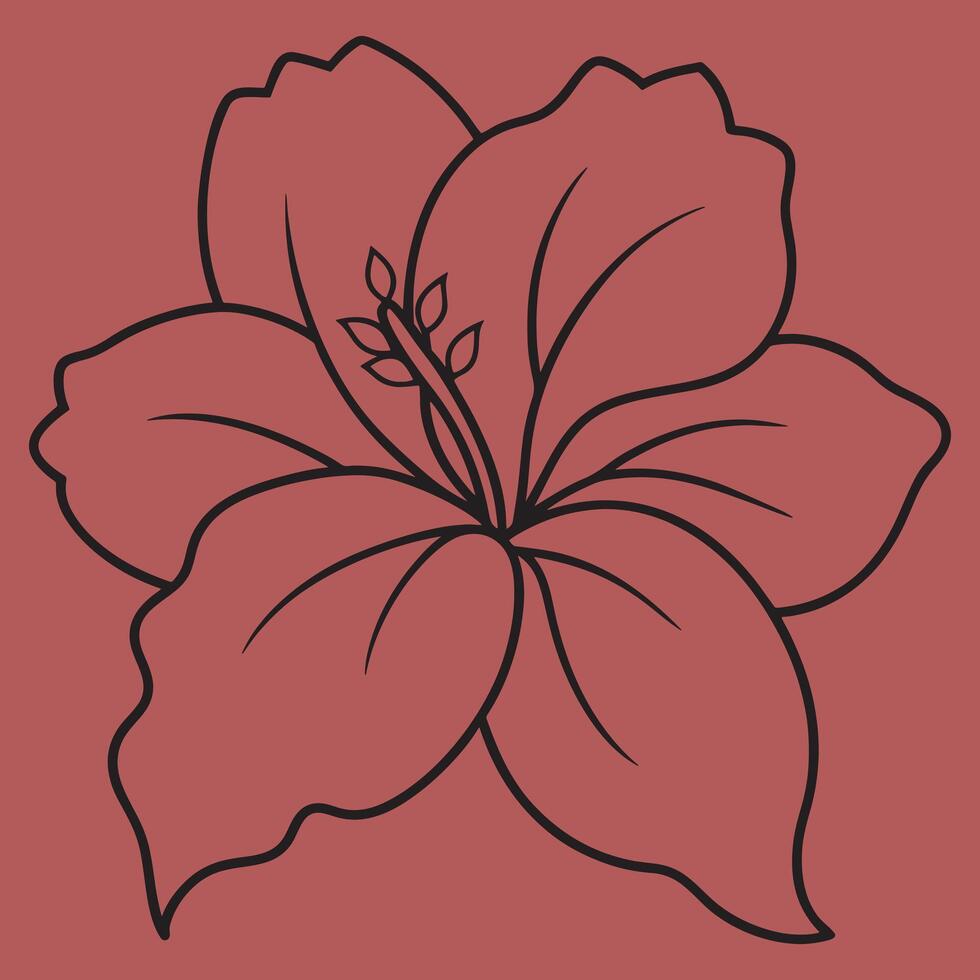 Hibiscus Flower silhouette illustrations, ideal for coloring, crafts, and educational materials. Simple fruit outlines for coloring and drawing practice. Great for kids and adults work or project. vector