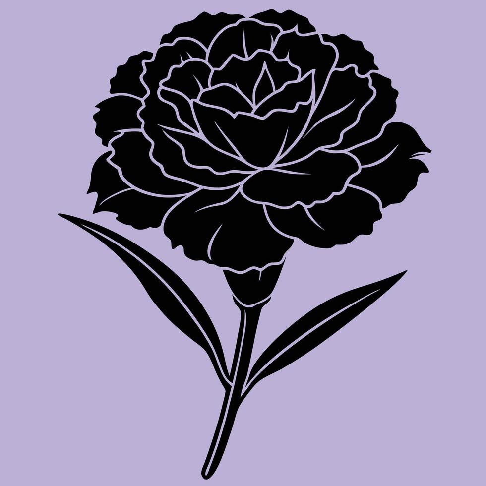 Carnation Flower silhouette illustrations, ideal for coloring, crafts, and educational materials. Simple fruit outlines for coloring and drawing practice. Great for kids and adults work or project. vector