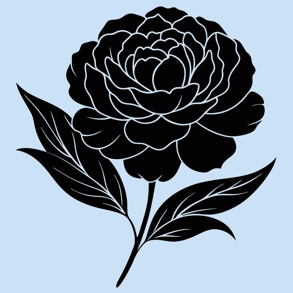 Peony Flower silhouette illustrations, ideal for coloring, crafts, and educational materials. Simple fruit outlines for coloring and drawing practice. Great for kids and adults work or project. vector