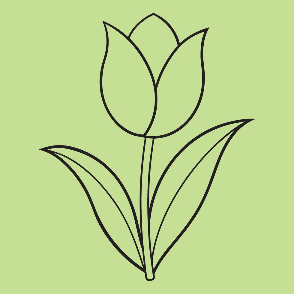 Tulip Flower line art illustrations, ideal for coloring, crafts, and educational materials. Simple fruit outlines for coloring and drawing practice. Great for kids and adults work or project. vector