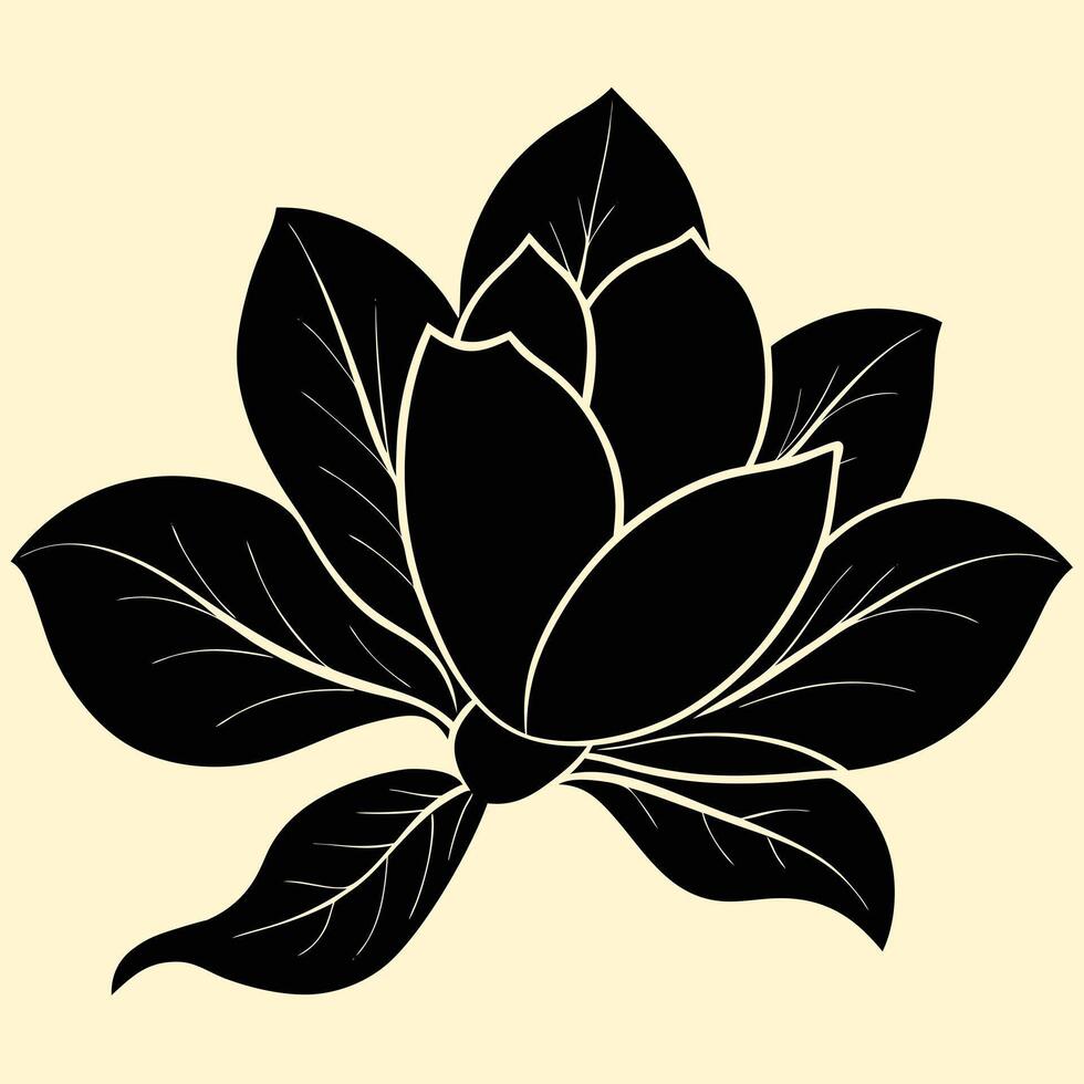 Magnolia Flower silhouette illustrations, ideal for coloring, crafts, and educational materials. Simple fruit outlines for coloring and drawing practice. Great for kids and adults work or project. vector