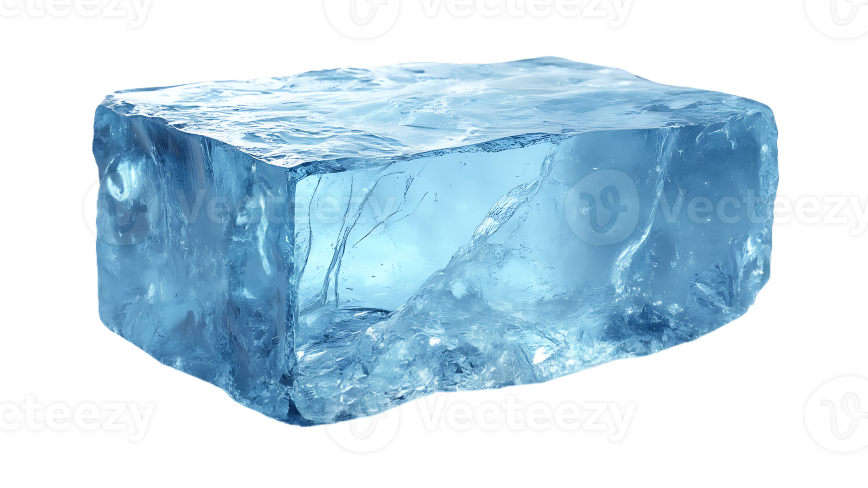 Frosted rectangular ice block, showcasing a textured surface, ideal for enhancing food styling, isolated on a clear background. png