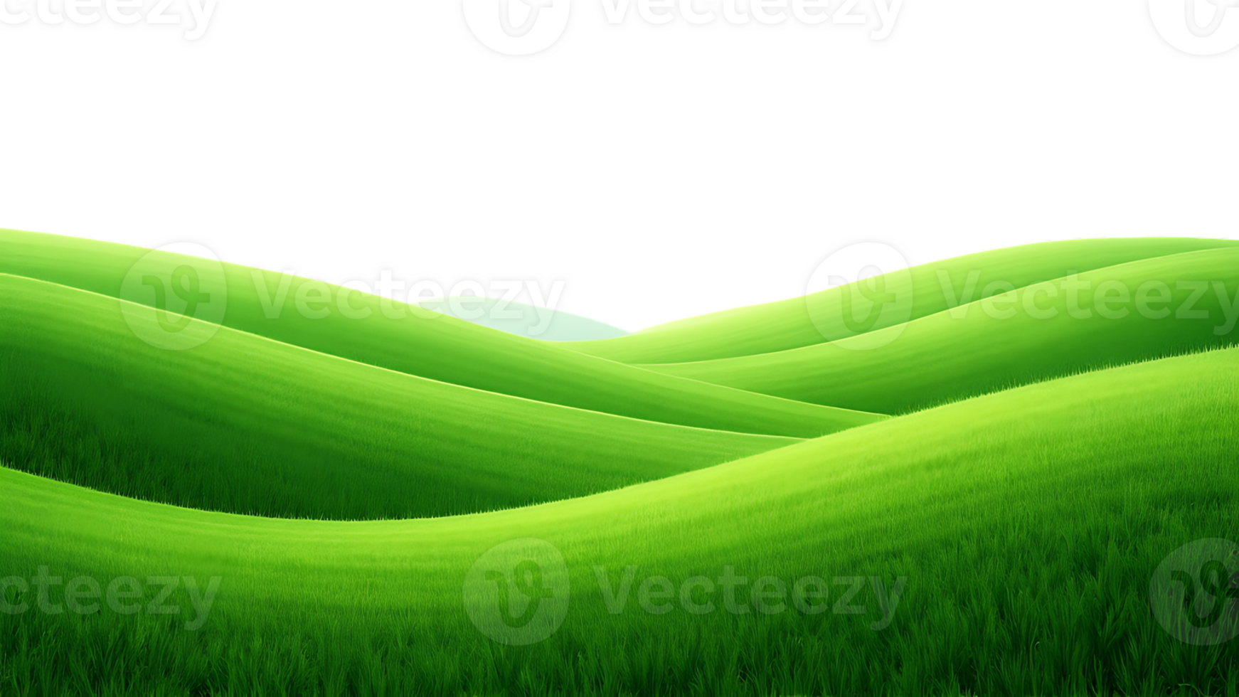 Vibrant green grassy hills, beautifully cut out and isolated for versatile applications. png