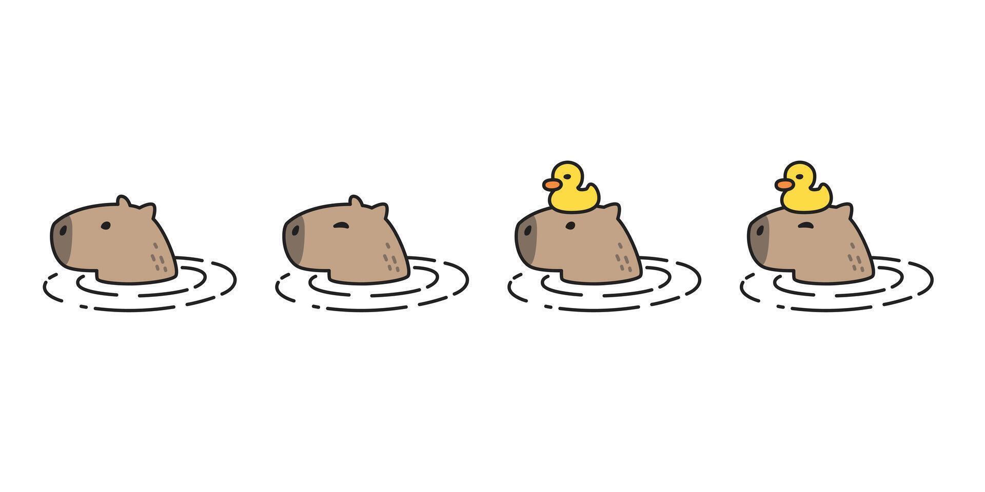 capybara icon shower duck rubber pet cartoon character logo symbol illustration isolated clip art design vector