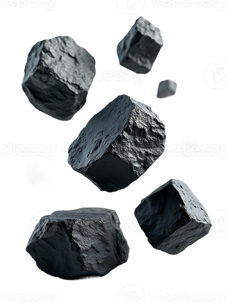 Falling rocks isolated on a transparent background, perfect for use in environmental and geological graphics. png
